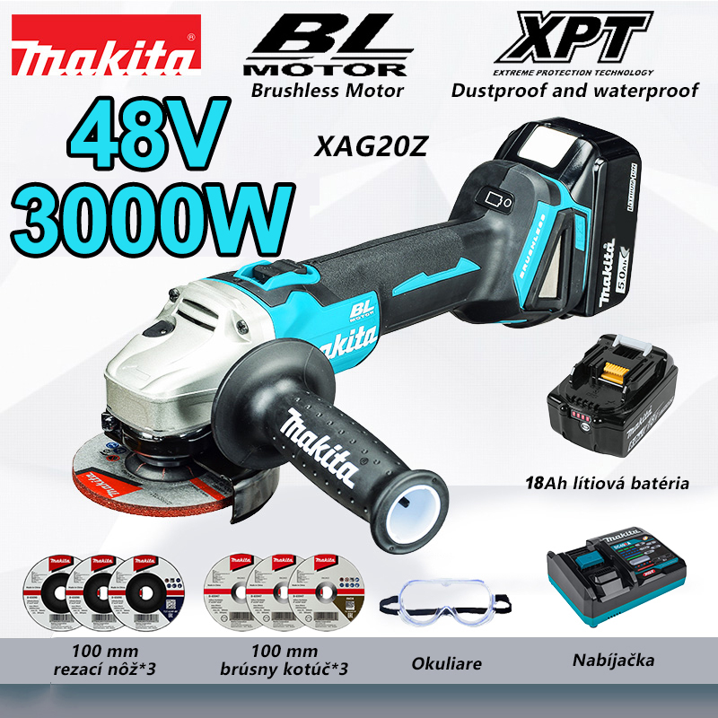 48V 3000W MAKITA XAG20Z + 2*18Ah lítiová batéria + Darček zdarma