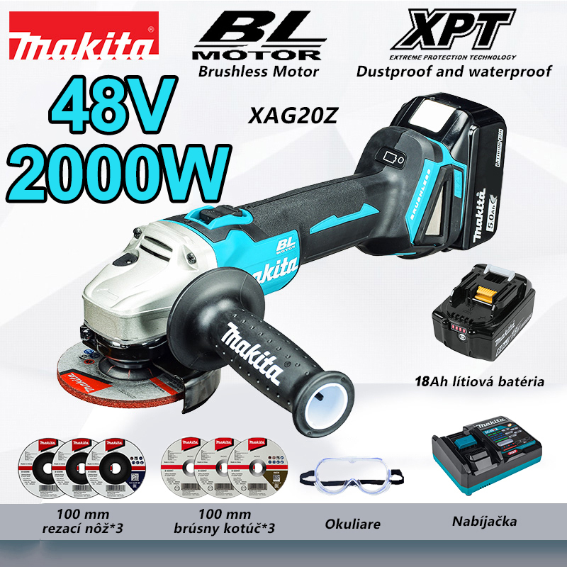 48V 2000W MAKITA XAG20Z + 18Ah lítiová batéria + Darček zdarma